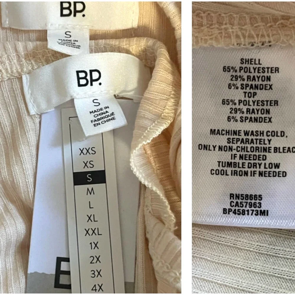 BP Cream Ribbed Crop Top Twin Set Tank & Long Sleeve Button Up NEW Small - Picture 5 of 6